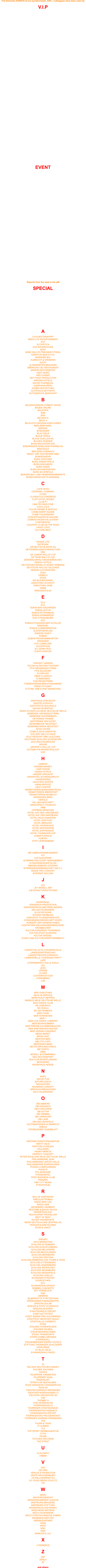 The fireworks EVENTS of our pyrotechnists JUP© / colleagues have been seen by  V.I.P Bundeskanzlerin  Angela Merkel Bundeskanzler  Gerhard Schröder Bundeskanzler  Helmut Kohl Bundespräsident  Horst Köhler Bundespräsident  Roman Herzog Entertainer / Sänger  Frank Schöbel Entertainer / Sänger  Frank Zander Fürstin  Gloria von Thurn & Taxis Fürst  Albert von Thurn & Taxis Generalkonsulat Russland Konsul  Joachim Trafkowski Intendant Weimar 99  Bernd Kaufmann Kabarettist  Dieter Hildebrandt Kabarettist  Wolfgang Stumph Kammersänger  Prof. Theo Adam Kunstsammlung zu Weimar  Prof. Dr. Achim Preiß Landrat  Dr. Martin Kasparie LW Moderatorin  Patritcia Steputis MDR Intendant  Prof. Dr. Udo Reiter MDR Moderator  Michael Drevenstedt MDR Moderatorin  Evelyn Fischer MDR Moderatorin  Peggy Patzschke Ministerpräsident Sachsen-Anhalt  Dr. Reinhard Höppner Ministerpräsident Sachsen  Prof. Dr. Kurt Biedenkopf Ministerpräsident Freistaat Thüringen  Dr. Bernhard Vogel Ministerpräsident Freistaat Thüringen  Dieter Althaus Mrs. Germany  Simone Aust Politiker  Dr. Gregor Gysi Präsident des Landtages Sachsen  Erich Iltgen Präsident des Landtages Thüringen  Dr. Frank-Michael Pietsch Prinz  Michael von Sachsen-Weimar-Eisenach Prinz  Soden Prof. Dr. Dagmar Schipanski Regisseur  Bernhard Wicki Rockstar  Udo Lindenberg Rundfunkrat des MDR Sat1 Entertainer  Maren Gilzer Showmaster  Thomas Gottschalk Weihbischof zu Dresden / Meißen  Joachim Reinelt Wirtschaftsminister des Landes Bayern  Dr. Otto Wieheu ZDF Moderatorin  Hannelore Fischer ZDF Moderatorin  Nina Ruge ZDF Intendant  Dr.h.c. Dieter Stolte  EVENT International fireworks  festival  -  Hamburg  92 / 93 /94 / 95 / 96 / 97 mdr-life Radio Tour  -  Germany  94 / 95 / 96 / 97 / 98 Jet model World Championship  -  Neu Ulm  1995 Philharmonic Rock Orchestra Tour  -  Germany  1997 Ega lights event  -  Erfurt  1997 - 2024 Openinge mdr music summer Tour palace  -  Augustusburg  1998 Japanese EDO-Fireworks-Team, Openinge European Cultur Town  -  Weimar  1999 Japanese HANABI-Fireworks-Team, Japanese Night of Europe  -  Weimar  1999 Power shells Day Time Fireworks  -  Zwickau  1999 Illumination fireworks on UNESCO world cultural heritage  -  WARTBURG  2001 DREIN(S)CHLAG© legend production  -  Thuringia  2002 / 2003 BARCLAY JAMES HARVEST “The Revolution Days Tour”  -  Germany  2003 Flower fireworks by princess Gloria von Thurn & Taxis  -  Regensburg  2003 State Fireworks on 15th anniversary of the Day of german Reuniffication  -  Thuringia 2004 EUFIAS The World`s Fireworks Comparison  -  Thuringia  2004 / 2005 / 2007 International rallyesprint.eu  -  Storndorf  2006 / 2007 / 2008 Opening DRM German Rallye Championship  -  Schlitz  2007 / 2008 / 2009 / 2010 / 2011 European Christmas magic  -  Triberg  2007 / 2008 / 2009 / 2010 Day Time Fireworks takeover Wardern shipyards  -  Rostock-Warnemünde  2008 EUFIAS The World`s Fireworks Comparison  -  Hesse  2008 EUFIAS The World`s Fireworks Comparison  -  Lower Saxony  2008 / 2010   EUFIAS The World`s fireworks Comparison  -  Baden Württemberg  2010 PYRONALE responsible pyrotechnican & organizer,  Team ORION  -  Berlin  2014 WARTBURGFEST “200 Jahre deutsche Fahne - Schwarz-Rot-Gold”  -  Germany  2017 VOX-Staffel-Sieg “4 Hochzeiten und eine Traumreise”  -  Germany  2018 120 Jahre BURSCHENSCHAFTS-DENKMAL  -  Eisenach  2022 PYRONALE responsible pyrotechnican & organizer,  Team PYRO MX  -  Berlin  2022 50. GutsMuths Rennsteiglauf   -  Schmiedefels  2023PYRONALE responsible pyrotechnican & organizer,  Team ORZELLA  -  Berlin  2025   Reports from the spot in the pM   SPECIAL published - pyromusicale “Tempelhof” pm 1/21 -  Berlin  2009 published - pyroworld “Tempelhof” pm 4/43  -  Berlin  2012  published - pyronale “Olympiastadion” pm se 1  -  Berlin  2015 published - pyronale “Olympiastadion” pm 9/2016  -  Berlin  2016 published - pyronale “Olympiastadion” pm se 2  -  Berlin  2016 published - pyronale “Olympiastadion” pm 10/2017  -  Berlin  2017 published - pyronale “Olympiastadion” pm se 3  -  Berlin  2017 published - pyronale “Olympiastadion” pm 14/2023  - Berlin  2022   A A & B MOTORSPORT ABSOLUTE ENTERTAINMENT ACF ACOUSTICA ACR SOUNDHOUSE ADAC ADMV RALLYE-PNEUMANT-POKAL AGENTUR NEW STYLE AKADEMIE BCL ALBRECHT & ERDMANN ALEXY ALTEMÜNSTER BRAUEREI AMERICAN C&C RESTAURANT ANDERS MOTORSPORT ANDY BORG ARS VIVENDI ART POINT PRODUCTION ARKONA HOTELS ASCHE PHARMA AG AUERHAHN BRÄU AUSBA-GESTALTUNG AUTOHAUS SEYFARTH AUTOSERVICE BERGHOFF  B BACKROUNDERS COMEDY SHOW BADEN ONLINE BAUSTEIN BDB BDS BECKER`S BECK`S BELEUCHTUNGSANLAGEN HUBER BERLINER KINDL BINDING BITBURGER BLAU GELB BLAUE PERLE BLAUE QUELLEN AG BLAUES WUNDER BOWLINGCENTER ESA BÖEHRINGER INGELHEIM PHARMA AG BRAUGOLD BRAUEREI EISENACH BRAUT UNF FESTMODEN WBS BUNDESWEHR BURG GLEICHEN BURG KRANICHFELD BURG MÜHLBERG BURG RANIS BURG SCHARFENSTEIN BURG SCHÖNFELS BÜRGER BAU- UND HEIMWERKERMÄRKTE BURSCHENSCHAFTS-DENKMAL  C CAFE IM KH CATERING  COMPANY CCS24 CLASSICS & CONGRESS CLIFF HOTEL RÜGEN CLUB P1C&M TECHNOLOGIE COCA COLA COLOR WERBE & SERVICE COMBI MARKT BUNDE COMET FEUERWERK CONCERTAGENTUR SACHSE CONRAD INCENTIVE & EVENT CONTINENTAL COUNTRY CLUB ON THE ROAD CRAZY CATS CULTURE BEAT  D DASDIE LIFE DATRONIK DB DEUTSCHE BAHN AG DB FAHRZEUGINSTANDHALTUNG DBU DD JUNIOR RALLYE CUP DD TRABI RALLYE CUP DENKMALERHALTUNGSVEREIN DEV DERAG HOTELS DEUTSCHER MODELLFLIEGER VERBAND DEUTSCHE RALLYE CALLENGE DESIGN LICHTENSTEIN DGIG DIEBELS DIVAS DIE BLAUEN ENGEL DISKOTHEK SCHACHT DISKOTHEK OASE DMSB DREI(N)SCHLAG  E ECA ECC EDEKA BAD SÄCKINGEN EDEKA GOTHA EDEKA PETERSBERG EDEKA STEMMWEDE EGA CYRIAKSBURG EGT EINRICHTUNGSHÄUSER SCHULZE EINSIEDEL EISELE COMMUNIKATION ELSTER BOWLING ENDERS SIGETI EOBAN EOBAN PROGRAMMKONTOR ERDINGER ETS COMPUTER EULENSTEIN EU JAPAN FEST EVENT KONTOR  F FANTASY GARDEN FELDSCHLÖSCHEN FOSTERS FFW GROSSENGOTTERN FFW SULZDORF FH ERFURT FIBER CLASSICS FLÄMINGBAD FLB FREIZEITPARK FÖRDERVEREIN BERUFSAKADEMIE FRESH N`FUNKY FUTURE TIME EVENT MARKETING  G GASTHAUS ZUM ADLER GASTRO EVENT24 GASTSTÄTTE BUCHHOLZ GAUDA FEUERFEST GEIER STURZFLUG NEUE DEUTSCHE WELLE GEMEINDE GROßENGOTTERN GEMEINDE SCHÖNEBERG GETRÄNKE FRANKE GERTRÄNKE WALDHOFF GEWERBEHOF NEUSTEDT GEWERBEVEREIN NEUSTEDT GFGH HOYER GOBELS SCHLOSSHOTEL GOLLERT RALLYE RACE GOLF RESSORT DREI GLEICHEN GOLFPARK SCHLOSS SICKENDORF GÖLTZSCHTALBRÜCKE GROHE GRUPPE H RALLYE CUP GUTSMUTHS RENNSTEIGLAUF GVE  H HABECK HAGEBAUMARKT HAIR FASION HANSA HOTELS HARZER GRAUHOF HARZHOTEL SCHINDELBRUCH HASSERÖDER HAUS DES GASTES HAWA SERVICE HEAT HUNTER HEIMATVEREIN BURKHARDTRODAHEIMATVEREIN EBERSTÄDT HEIMATVEREIN MOSBACH HENNINGER BRÄU HEROLD HILL BAUGESCHÄFT HIRSCHFELD TOURISTIK HMB HOFBRÄU MÜNCHEN HOTEL AUF DER CREUZBURG HOTEL AUF DER WARTBURG HOTEL HAUS HAINSTEIN HOTEL ZUR POST HOTEL BERGHOF HOTEL HOHENHAUS HOTEL REIFENSTEIN HOTEL SOPHIENAUE HOTEL THÜRINGER HOF HUBERTUSHAUS HUBTEX HYPO VEREINSBANK  I IBR GEBÄUDEMANEGEMENT ICC  ICM SAALEPARK ID MARKETING EVENT MANAGEMENT IG MAGDEBURGER ALLEE IMMOBILIENBÜRO GÖCKING INTERESSENGEMEINSCHAFT MA E.V. INSIDE PRO CONCERT INTERNAT SOLLING  J JCC JET MODELL WM JUB SCHALTUNGSTECHNIK  K KAISERSAAL KÄNGERUH PRODUKTION KAROSSERIEFACHBETRIEB ANDERS KELLER FEUERWERK KLOSTER ROHR KÖLNER WERBUNG KONTAKTE TOURNIERSERVICE KONSUMGENOSSENSCHAFT KGWR KONZERT DER GENERATIONEN KÖSTRITZER SSCHWARZBIERBRAUEREI KROMBACHER KULTUR KONGRESS TOURISMUS KULTUR STADT EUROPAS KULTUR SPIEGEL KUNST UND KULTURVEREIN DERMBACH  L LANDHOTEL ALTE FLIEGERSCHULE LANDESGARTENSCHAU LANDESTHEATER EISENACH LANDESWELLE THÜRINGEN PARTY LAPD LATERNENFEST HALLE SAALE LEC LEDO LEIKEIM LICHER LICHTERFEST EGA LÖWENBRÄU LVM  M MAD DISKOTHEK MAJA VA SERVICE MARKTKAUF MEPPEN MARKUS NEUE DEUTSCHE WELLE MAXI DANCE CLUB MC EISENACH MC RUHLA MC WITTENBERG MDR CHOR MDR FERNSEHEN MDR 1 MDR LIVE DANCE COMPANY MDR MUSIKSOMMER MDR PRESSE & KOMMUNIKATION MDR SINFONIEORCHESTER MDR VERWALTUNGSRAT MEDIA MARKT MEDIA 3SAT MEISTER BIER MELITTA CAFE MERCEDES BENZ METRO BRAUNSCHWEIG MEYFARTH MKM MODELL & FORMENBAU MSC MOTORSPORT MULFLUR REISEPLANUNG MÜHLBURG MUSIKHAUS HEINZE  N NAPU NATUR PUR NATURFLEISCH NAVIGATORS NAUMANN CONCEPT NERVOUS BREAKDOWN NICO FEUERWERK  O OBI AMMERN OBI EISENACH OBI FORCHHEIM OBI GOTHA OBI GRIMMA OBI HANNOVER OBI LAHR OBI NAD HERSFELD OLDTIMeRVEREIN ALTMARK EV OMEGA OFENBURGER TAGESBLATT  P PARTNER KÜNSTLERAGENTUR PARTY HAUS PARTYZELZVERLEIH PAULANER PENNY MÄRKTE PERFECT CONCEPT PETER SCHILLING NEUE DEUTSCHE WELLE PHILHARMONIE JENA PHILHARMONIE LEIPZIG HALLE PHILHARMONIE NORDHAUSEN PHÖNIX-COMPOUNDING PHUDYS POL-BOSKAMP POSSENSPIEL POST BUSINESS CLUB PRINZEN P&P CITY MUSIK PYROFORUM  R RALLYE WARTBURG RAB ELEKTROBAU RADIO MDR LIFE RADIO SAW REGIEBÜRO HERBERT REGITIME & BOOGI WOOGIRENNSTEIGLAUF RESTAURANT PROPELLER REST OF BEST RUTER TRANSPORTE REWE DEUTSCHLAND ZENTRAL AG RÖHLER KLEBETECHNIK RUSS & JANOT  S SARAPH SAYS MARKETING SCHLOSS ALTENBURG SCHLOSS AUGUSTUSBURG SCHLOSS BELVEDERE SCHLOSS BEICHLINGEN SCHLOSS BERNBURG SCHLOSS DROYßIG SCHLOSS EMMERAN VON THURN & TAXIS SCHLOSS ETTERSBURG SCHLOSS JÄGERSBURG SCHLOSS KROPSTÄDT SCHLOSS NEUENBURG SCHLOSS WEIßENFELS SCHLOSS QUELLE SCHRADER PYROTEK SCHROETHER SCC SCHWARZWALDRADIO SEMMEL CONCERTSSFV HÖRSELECK SGZ SIEMENS SILBERHÜTTE PYROTECHNIK SPARKASSEN FINANZGRUPPE SPEKTACOOLÄR SPIELER & POITZ VA SERVICE SPIELRAUM EVENT STAATSKANZLEI ERFURT STADT BUTTSTÄDT STADT MARKETING HOLZMINDEN STADTFEST NEUSTADT SAALE STADTHALLE CHEMNITZ STWE STAUSEE HOHENFELDEN STAUSEE KELBRA STEHR BAUMASCHINEN STEIDL TRANSPORTE STERN COMBO MEISSEN STERNQUELL STEIGENBERGER ESPRIX HOTELS STIFTUNG THÜRINGER SCHLÖSSER SÜDKURIER SV BLAU GELB SCHWARZWALD RADIO  T TA TAG DER DEUTSCHEN EINHEIT TAG DER SACHSEN TAKAYO TALSPERRE KRIEBSTEIN TALSPERRE SOSA TANZPALAST TATRACLUB SEEHAUSEN TAXIS VERANSTALTUNGSSERVICE TEAG AG THEATER EISENACH MEININGEN THEATHER NORDHAUSEM LO THETATER ORCHESTER SH THR THOMMY ATHSV BUNDESLIGA THÜRINGENHALLE THÜRINGER STAATSKANZLEI THÜRINGENTAG EISENACH THÜRINGENTAG ERFURT THÜRINGENTAG HEILIGENSTADT THÜRINGEN JOURNAL FERNSEHEN TFB THURN & TAXIS TI LA BREA TLZ TOP SPORT WERBEAGENTUR TVTW TRUNK TÜTCHEN RECORDS TWZ EVENT  U ULIS DISCO URBAN  V VAG VELTINS VERLAG & PROMOTION VESTE WACHSENBURG VG RALLYESPRINT EU VG VOGELSBERG SCHLITZ VW  W WADO WALPURGISNACHT WANDERSLEBENER GLEICHE WARTBURG BRAUEREI WARTBURG STIFTUNG WASSERSCHLOSS BONAU WÄSCHEREI MÄTZING WECO FEUERWERK WECO PYROTECHNISCHE FABRIK WEIMARISCHER HOF WERNESGRÜNER WGM WKST WNC WSD WINKLER & LILL  X X PERIENCE  Z ZDF ZEMLA ZP  and others